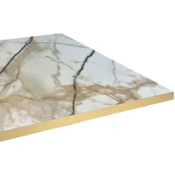 Restootab Plateau 140x70 decor marbre calcuta chants laiton -