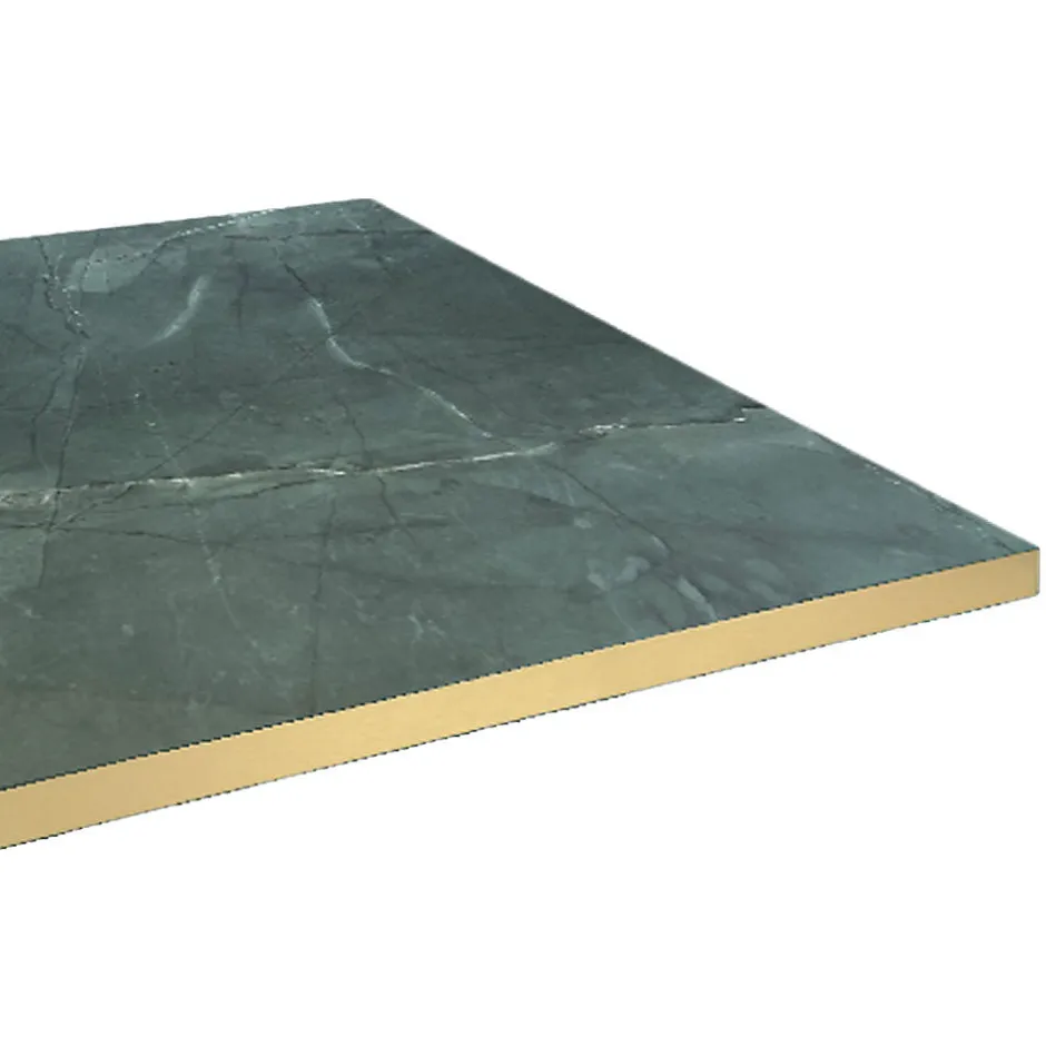 Plateau 90x90 decor marbre jade chants laiton --Restootab Hot