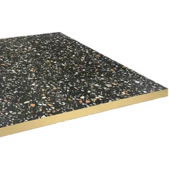 Restootab Plateau 160x80 decor terrazzo black chip chants laiton -