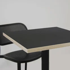 Plateau 120x70 noir chants bois --Restootab Sale