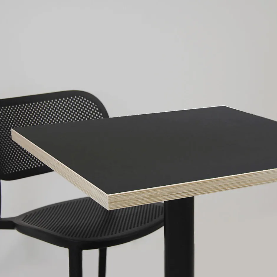 Plateau 120x70 noir chants bois --Restootab Sale