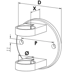MySystem Platine de fixation à l'anglaise Modèle 53 - diam. 150/45 - pour tube diam. 42,4 mm - Inox 316