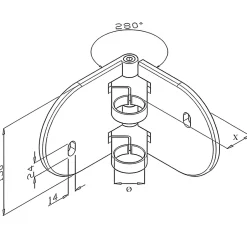 Platine de fixation d'angle 90 degrés à l'anglaise Modèle 55 - 168/168/45 - pour tube diam. 42,4 mm - Inox 316-MySystem Hot