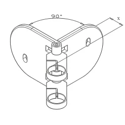 Platine de fixation d'angle 90 degrés à l'anglaise Modèle 55 - 168/168/45 - pour tube diam. 42,4 mm - Inox 316-MySystem Hot