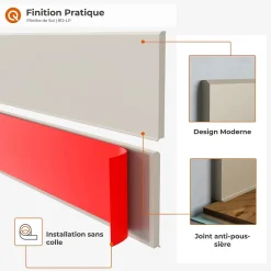 Quest Plinthe adhésive en PVC PREMIUM 10 cm, plinthe lisse flexible FLEX, pour sols RAL 1001, beige, 10 m