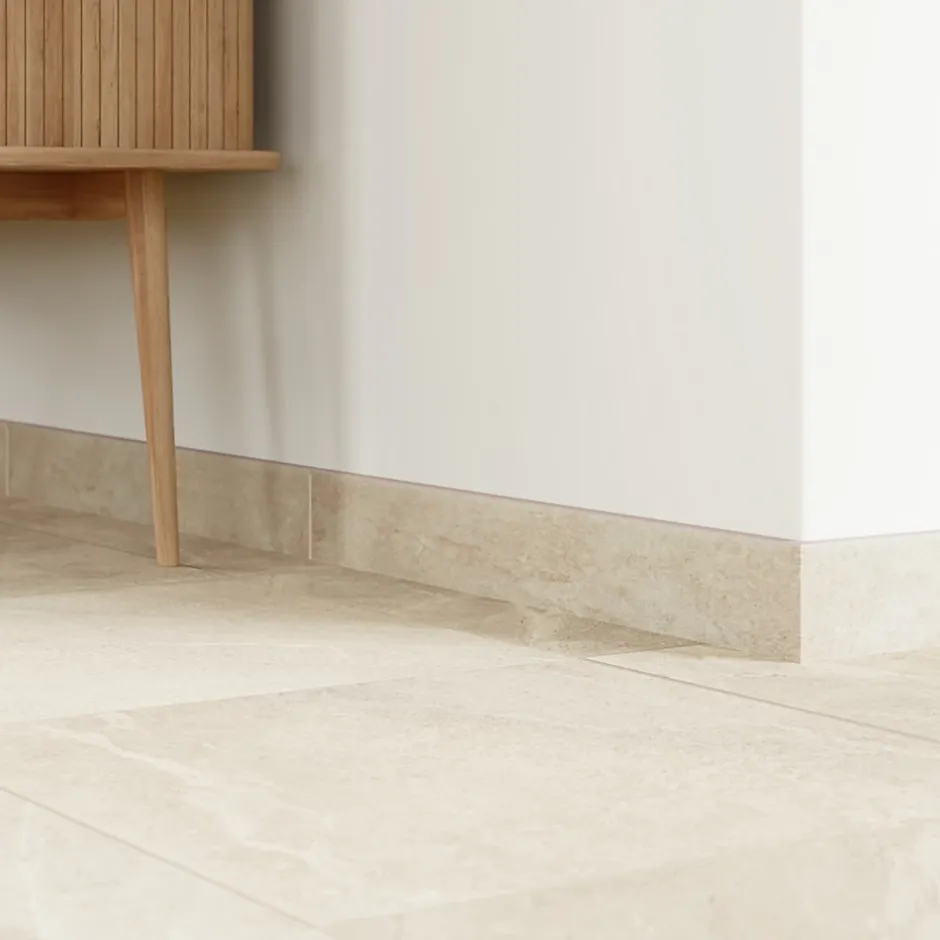 GoodHome Plinthe carrelage effet pierre beige mocca L.45 x l.0,75 cm x ép.9,1 mm, Limo Mocca