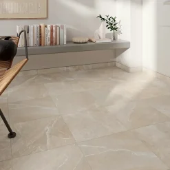 GoodHome Plinthe carrelage effet pierre beige mocca L.45 x l.0,75 cm x ép.9,1 mm, Limo Mocca