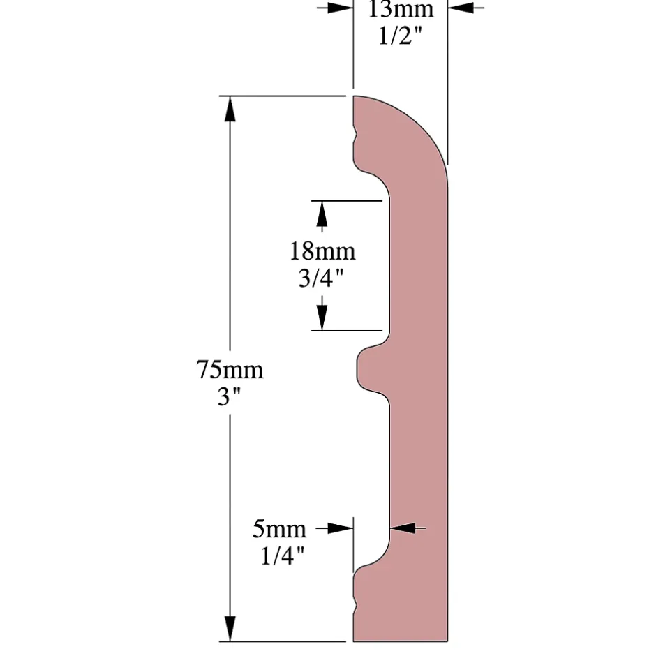 Cimaises Et Plus Plinthe décorative P03 - 7,5x1,3x200cm (h x p x L) - moulure d