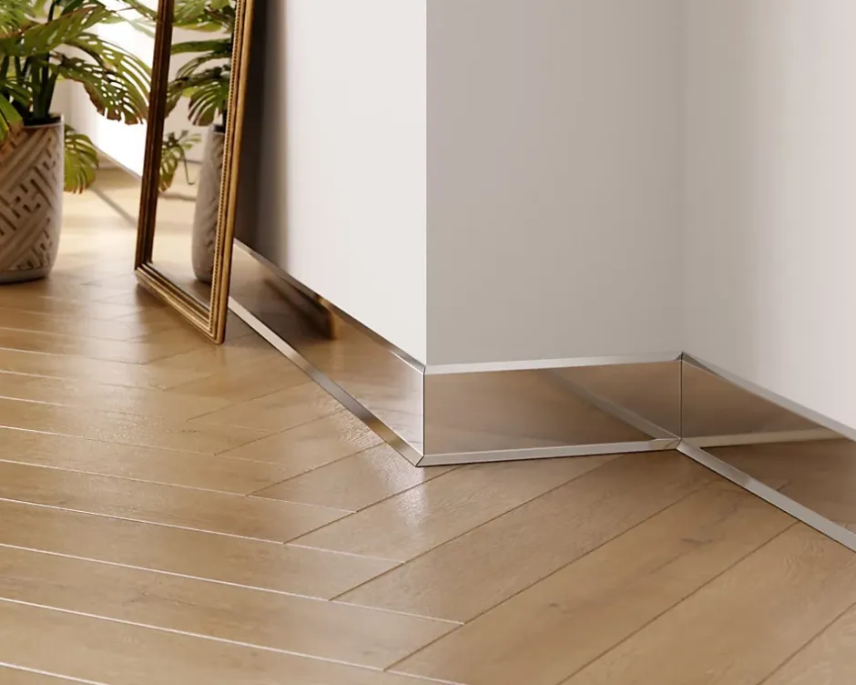 Plinthe décorative pour mur F Argent poli - 100mm x 2700mm x 0,65 ep.-Ilcom New