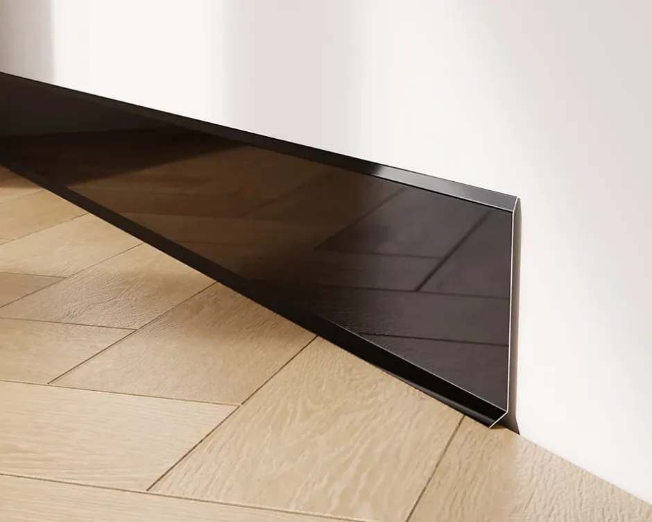 Plinthe décorative pour mur F Noir poli - 100mm x 2700mm x 0,65 ep.-Ilcom Best