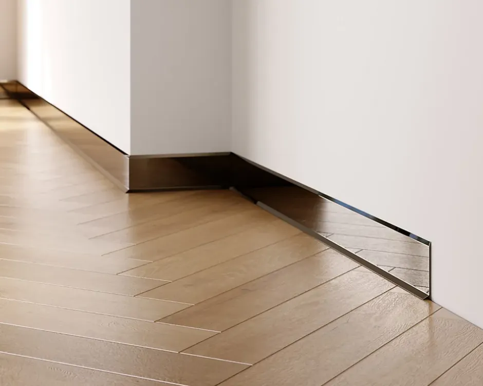 Plinthe décorative pour mur F Noir poli - 100mm x 2700mm x 0,65 ep.-Ilcom Best