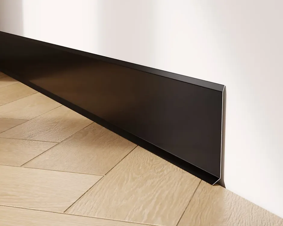 Plinthe décorative pour mur F Noir mat - 100mm x 2700mm x 0,65 ep.-Ilcom Clearance