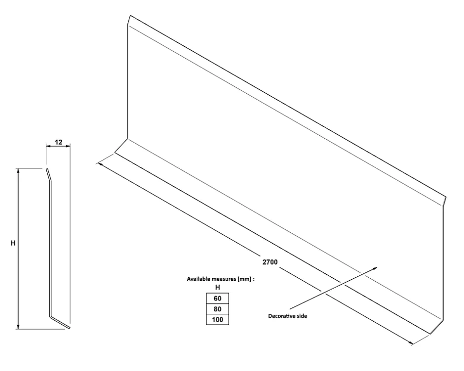 Plinthe décorative pour mur F Noir mat - 100mm x 2700mm x 0,65 ep.-Ilcom Clearance
