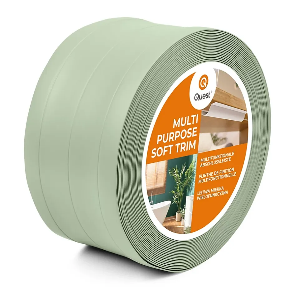 Quest Plinthe de finition W3 en PVC 4,en,1 120 mm, baguette autocollante, masquante, plinthe souple pour sol et mur, vert clair, 10 m