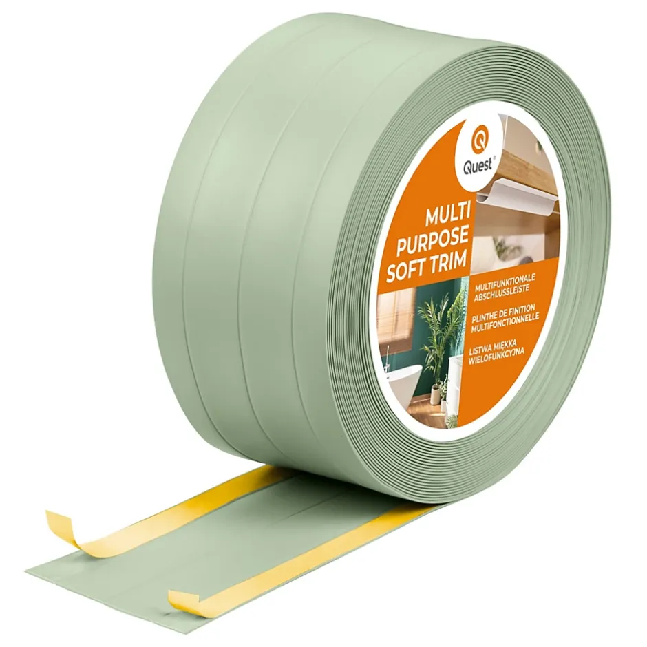 Quest Plinthe de finition W3 en PVC 4,en,1 120 mm, baguette autocollante, masquante, plinthe souple pour sol et mur, vert clair, 10 m