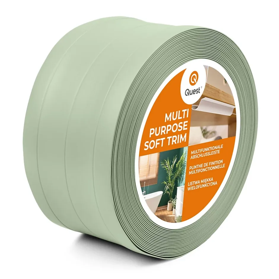 Quest Plinthe de finition W3 en PVC 4,en,1 120 mm, baguette autocollante, masquante, plinthe souple pour sol et mur, vert clair, 10 m
