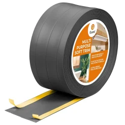 Plinthe de finition W3 en PVC 4,en,1 95 mm, baguette autocollante, masquante, plinthe souple pour sol et mur, gris foncé, 10 m-Quest