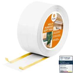 Quest Plinthe de finition W3 en PVC 4,en,1 120 mm, baguette autocollante, masquante, plinthe souple pour sol et mur, blanc, 20 m