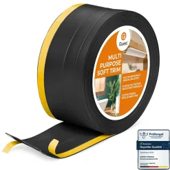 Plinthe de finition W2 en PVC 4,en,1 120 mm, baguette autocollante, masquante, plinthe souple pour sol et mur, noir, 10 m-Quest Clearance