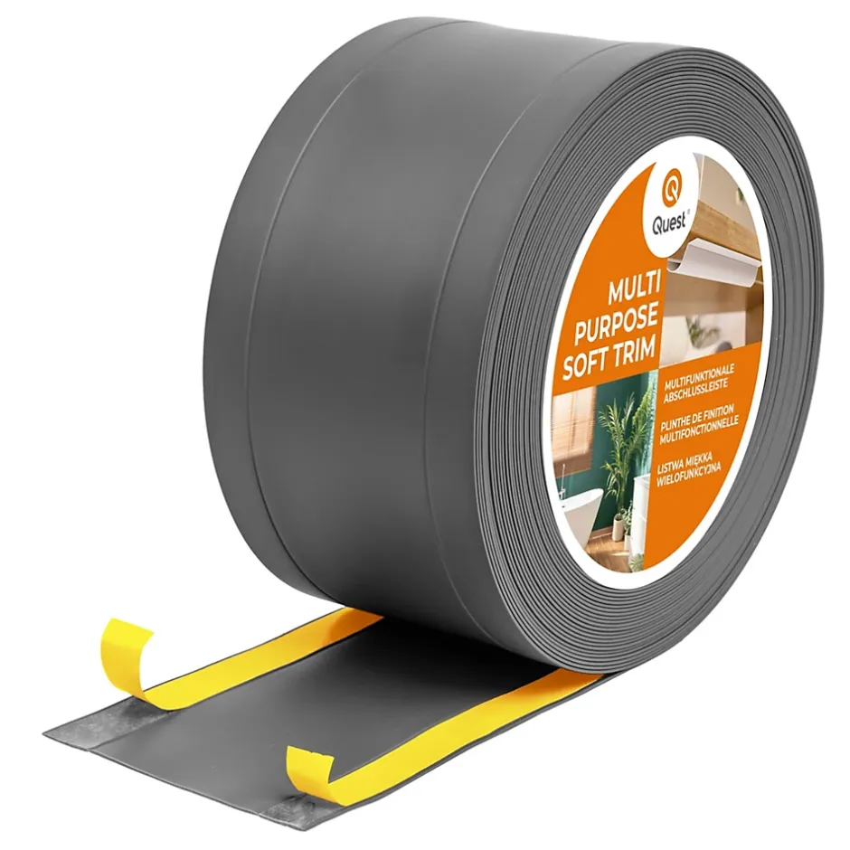 Plinthe de finition W1 en PVC 6,en,1 120 mm, baguette autocollante, masquante, plinthe souple pour sol et mur, gris foncé, 5 m-Quest Hot