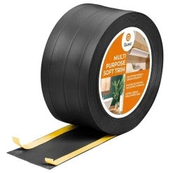 Plinthe de finition W3 en PVC 4,en,1 120 mm, baguette autocollante, masquante, plinthe souple pour sol et mur, noir, 15 m-Quest Hot