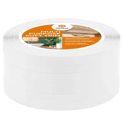 Plinthe de finition W4 en PVC 2,en,1 110 mm, baguette autocollante, masquante, plinthe souple pour sol et mur, blanc, 10 m-Quest Online