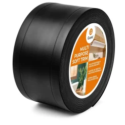 Quest Plinthe de finition W1 en PVC 6,en,1 75 mm, baguette autocollante, masquante, plinthe souple pour sol et mur, noir, 10 m