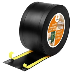 Quest Plinthe de finition W1 en PVC 6,en,1 75 mm, baguette autocollante, masquante, plinthe souple pour sol et mur, noir, 10 m