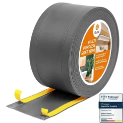 Plinthe de finition W1 en PVC 6,en,1 120 mm, baguette autocollante, masquante, plinthe souple pour sol et mur, gris foncé, 25 m-Quest Discount