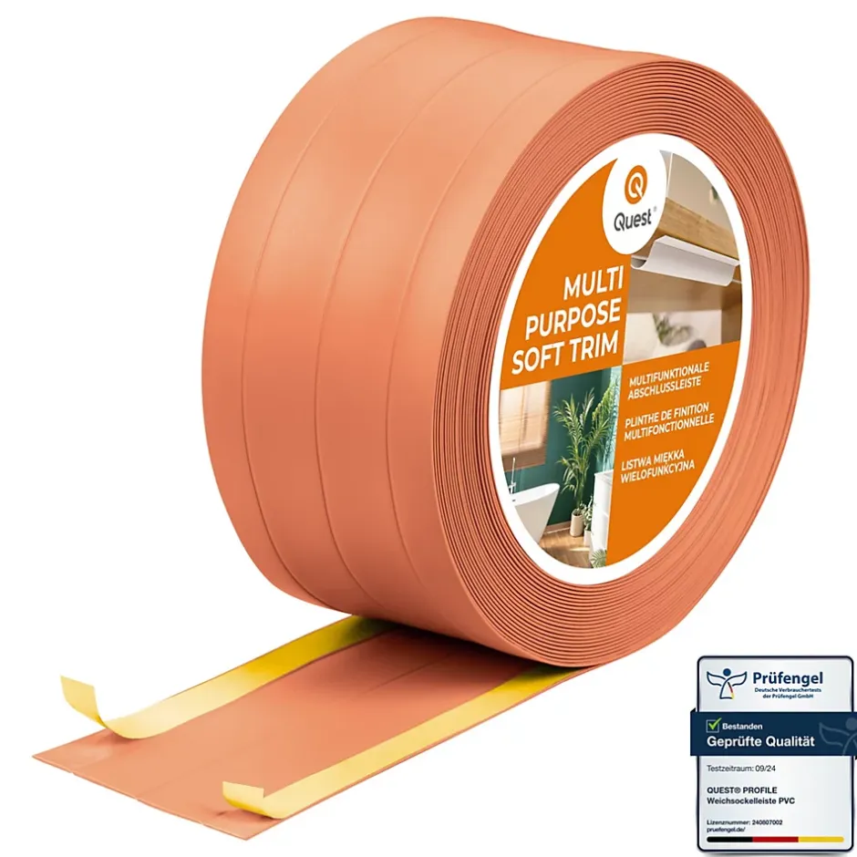 Quest Plinthe de finition W3 en PVC 4,en,1 95 mm, baguette autocollante, masquante, plinthe souple pour sol et mur, brique, 10 m