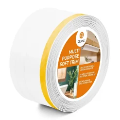 Plinthe de finition W2 en PVC 4,en,1 120 mm, baguette autocollante, masquante, plinthe souple pour sol et mur, blanc, 5 m-Quest New