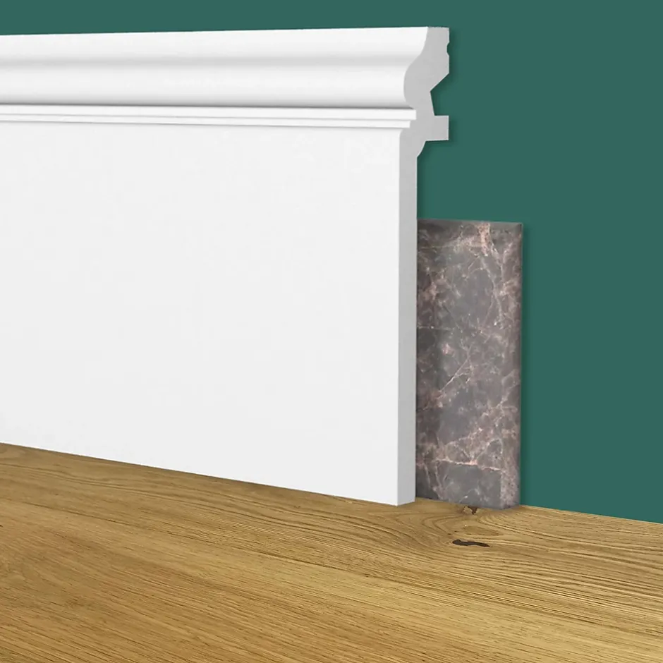 Plinthe DUCALE Alto WHITE 138x22mm en polymère effet marbre - Polystructured (prix au mètre)-Eternal Parquet