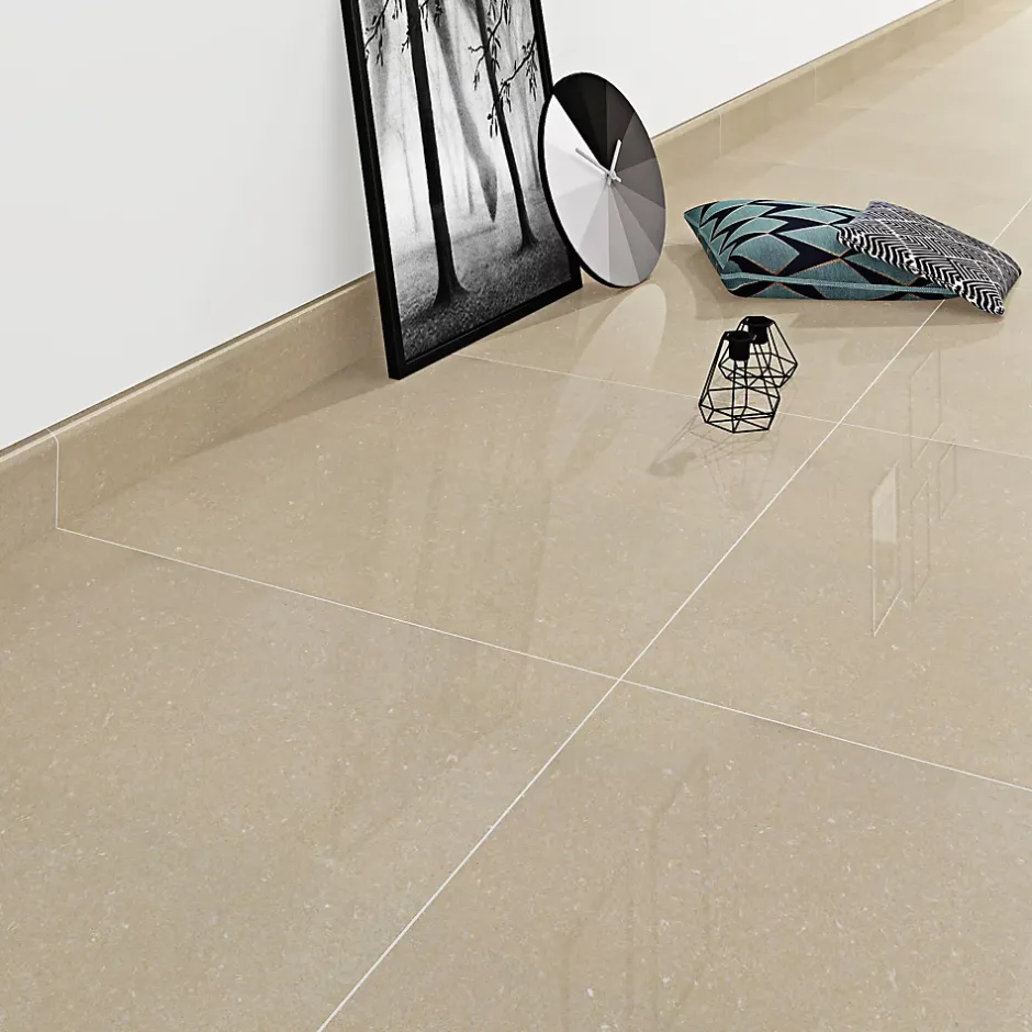 Plinthe en carrelage effet marbre beige brillant L.60 x l.8 cm x ép.8 mm, Musetta-GoodHome Outlet
