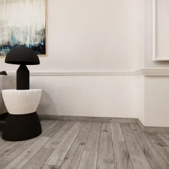 GoodHome Plinthe en carrelage effet chêne gris mat L.45 cm x l.8 cm x ép.10 mm, Vintage Oak