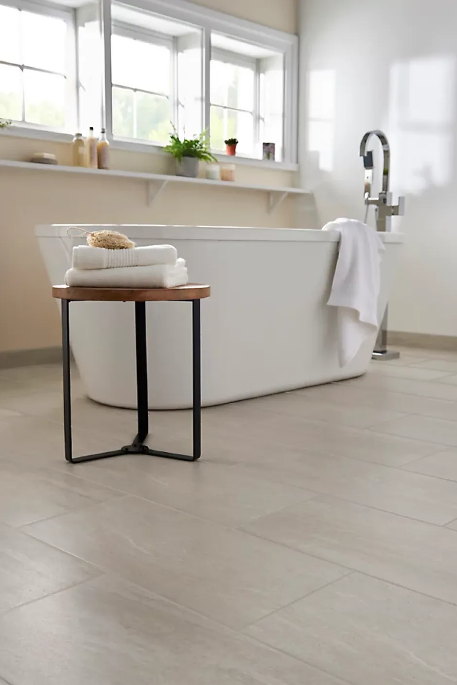 Plinthe en carrelage ivoire effet pierre L.60 x l.8 cm x ép.8 mm, Soft Travertin-GoodHome Sale