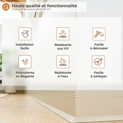 Plinthe en PVC autocollante, plinthe flexible DEKOR, 70x20mm, noir, 70x20 mm, 10 m-Quest New