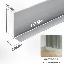 Quest Plinthe en PVC Flexible 70x20mm, 1m, Plinthe Souple et Élastique pour Finitions et Surfaces de Jonction, gris