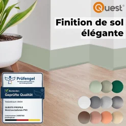 Quest Plinthe en PVC Flexible 70x20mm, 5m, Plinthe Souple et Élastique pour Finitions et Surfaces de Jonction, noir