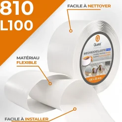 Quest Plinthe en PVC Flexible 100x25mm, 5m, Plinthe Souple et Élastique pour Finitions et Surfaces de Jonction, blanc