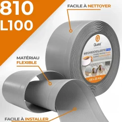 Quest Plinthe en PVC Flexible 100x25mm, 20m, Plinthe Souple et Élastique pour Finitions et Surfaces de Jonction, gris