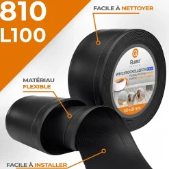 Quest Plinthe en PVC Flexible 100x25mm, 20m, Plinthe Souple et Élastique pour Finitions et Surfaces de Jonction, noir