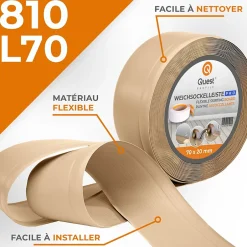 Plinthe en PVC Flexible 70x20mm, 10m, Plinthe Souple et Élastique pour Finitions et Surfaces de Jonction, sablonneux-Quest New