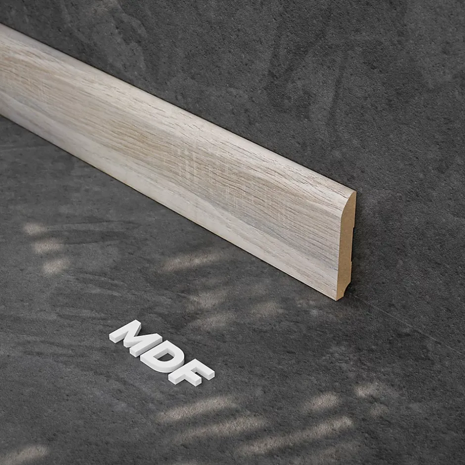 Tecnoprofils Plinthe MDF 2 m - Chêne Naturel - Lot de 5 - 80 x 14 mm