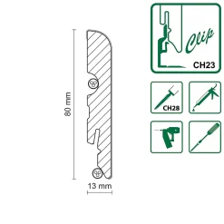 Plinthe MDF arrondie, effet chêne , décor 11, H.8 cm x L.220 cm x ép.13 mm ( vendue à la pièce)-GoodHome Clearance