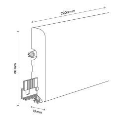 Plinthe MDF arrondie, effet chêne , décor 1, H.8 cm x L. 220 cm x ép.13 mm (vendue à la pièce)-GoodHome