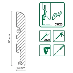 GoodHome Plinthe MDF, effet chêne blond , décor 130, H.8 cm x l. 220cm x ép.13 mm, résistant à l'eau (vendue à la pièce)