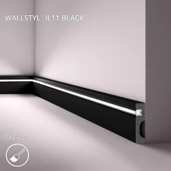 Plinthe NMC WALLSTYL IL11 BLACK Moulure décorative Moulure en stuc Éclairage indirect-Noel & Marquet Clearance