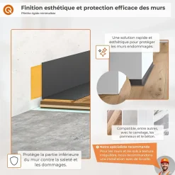 Quest Plinthe PVC rigide 20x20 mm, Plinthe murale décorative, 200 cm, noir