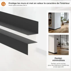 Plinthe PVC rigide 50x20 mm, Plinthe murale autocollante, decorative, 200 cm, blanc-Quest Clearance