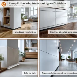 Plinthe PVC rigide 50x20 mm, Plinthe murale autocollante, decorative, 200 cm, blanc-Quest Clearance